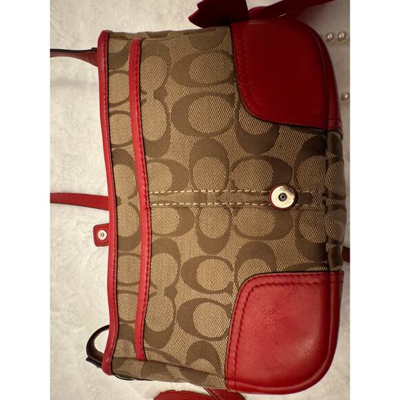 Coach F30601 Signature Jacquard Crossbody – Red Leather Trim - Picture 11 of 11